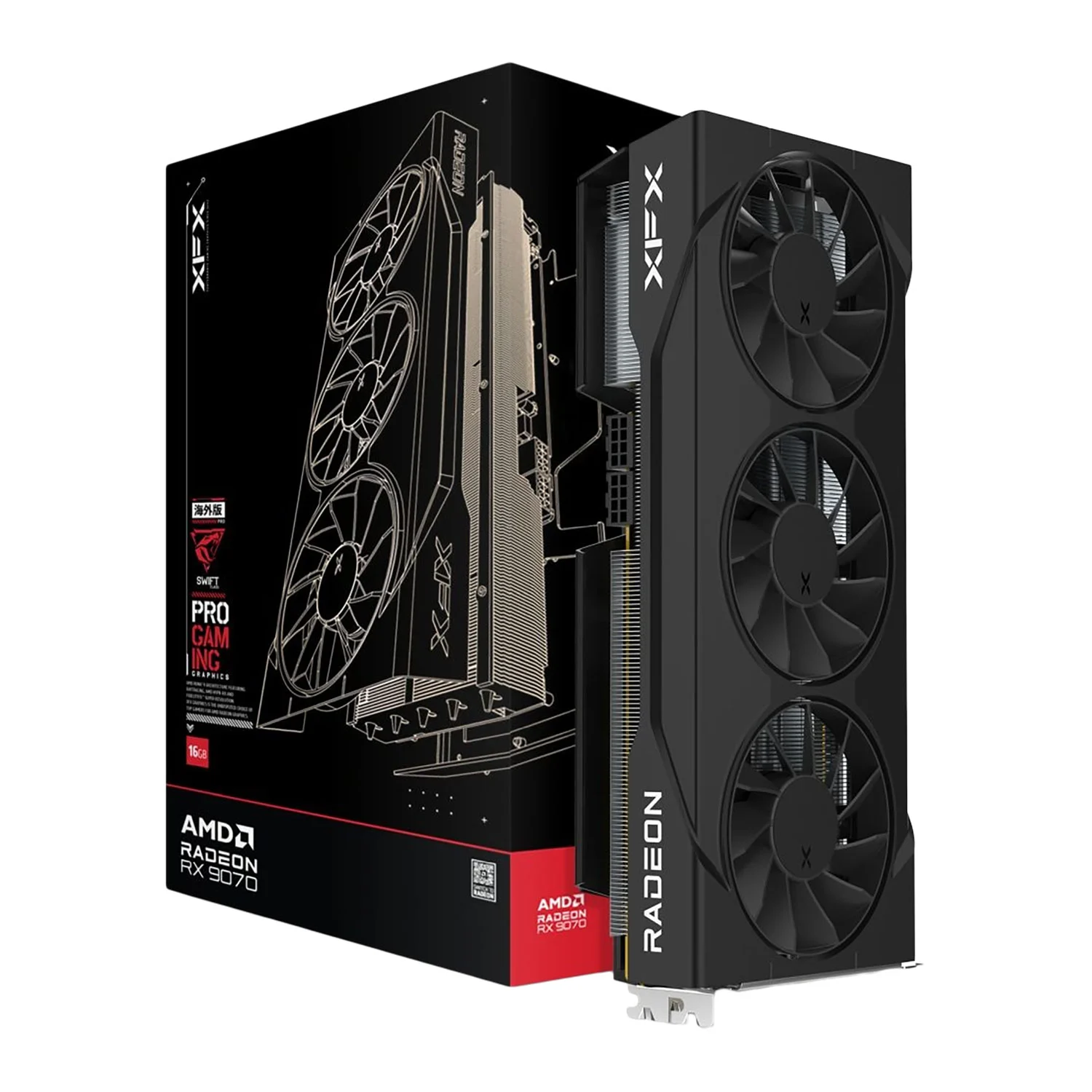 XFX Swift AMD Radeon RX 9070 Triple 90mm Fan Gaming 16GB Black Graphics Card