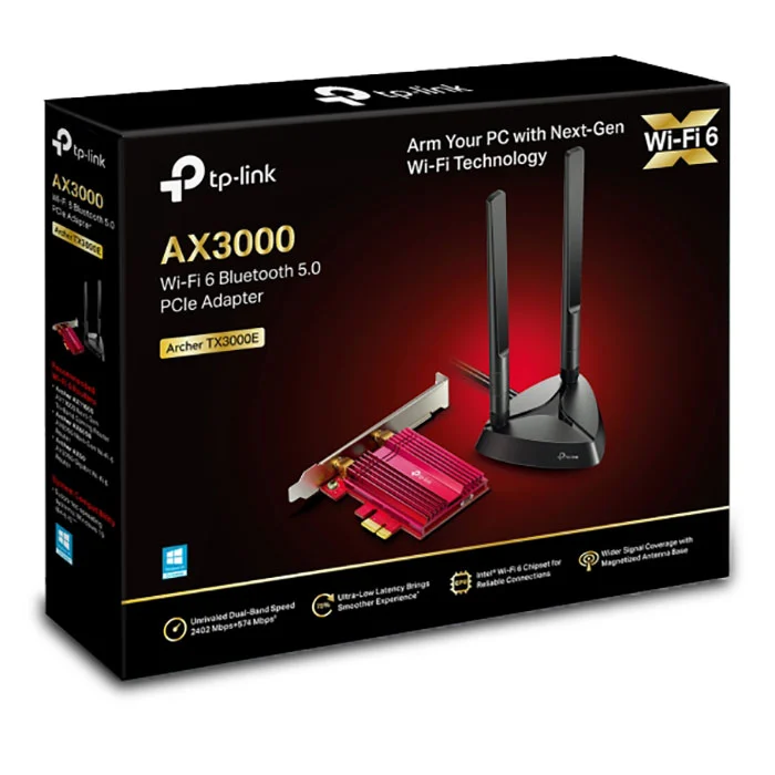 TP-LINK AX3000 Dual Band Wi-Fi 6 + Bluetooth 5.0 PCI-e Adapter